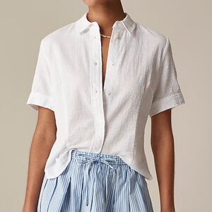 J. Crew White Gauze Blouse